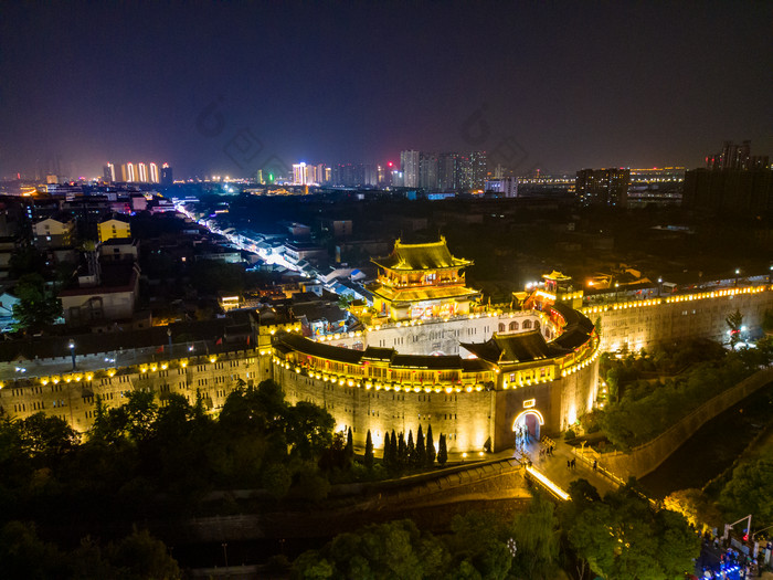 河南洛阳丽景门夜景航拍摄影图