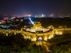 河南洛阳丽景门夜景航拍摄影图