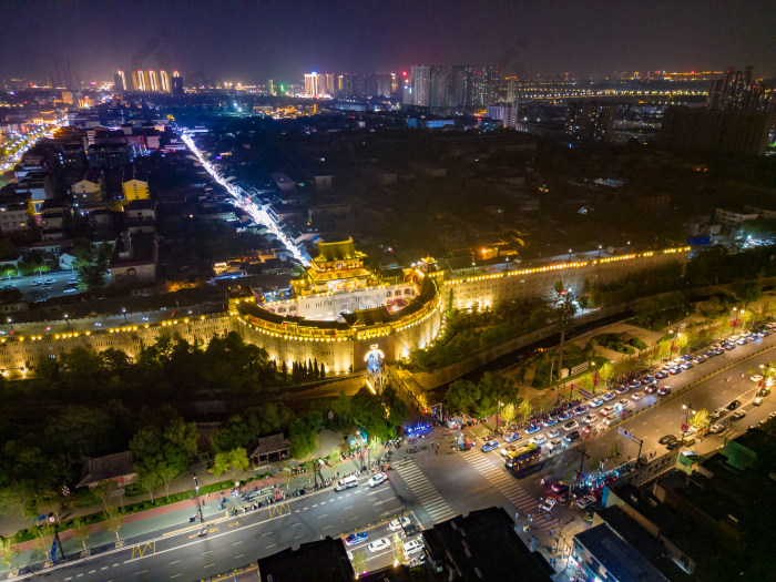 河南洛阳丽景门夜景航拍摄影图图片-包图网企业站
