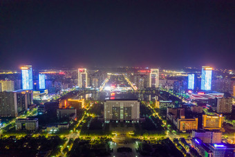 河南<strong>洛阳</strong>新城城市<strong>夜景</strong>灯光航拍摄影图