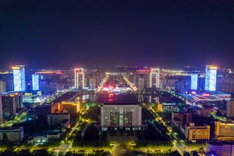 河南<strong>洛阳</strong>新城城市<strong>夜景</strong>灯光航拍摄影图