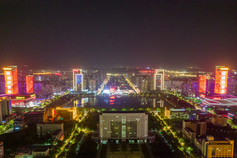 河南洛阳新城城市夜景灯光航拍摄影图
