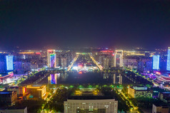 河南洛阳新城城市夜景灯光航拍摄影图
