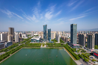 <strong>河南洛阳</strong>新城CBD高楼建筑航拍摄影图