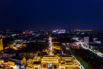 河南许昌曹魏古城夜景航拍摄影图