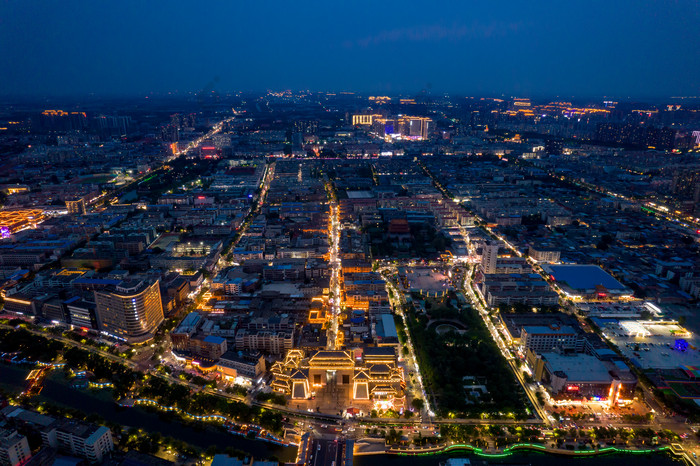 河南许昌城市夜景航拍摄影图