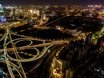 河南郑州城市夜景灯光航拍摄影图