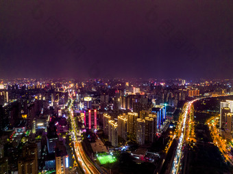 河南郑州城市夜景灯光航拍摄影图