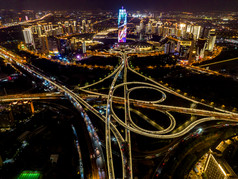 河南郑州城市夜景灯光航拍摄影图