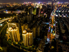 河南郑州城市夜景灯光交通航拍摄影图