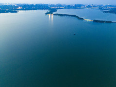 湖北武汉城市夜幕降临航拍摄影图