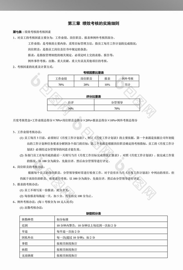 中小型企业绩效考核方案