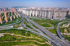 洛阳城市交通高架桥航拍摄影图