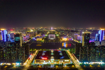 <strong>洛阳</strong>市政府CBD<strong>夜景</strong>灯光秀航拍摄影图