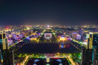洛阳市政府CBD夜景灯光秀航拍摄影图