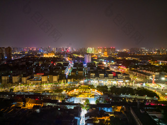 <strong>洛阳</strong>西大街城市<strong>夜景</strong>航拍摄影图