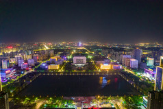 洛阳新城夜景灯光航拍摄影图
