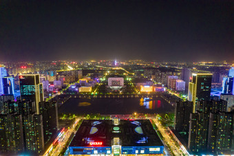 洛阳新城夜景灯光航拍摄影图
