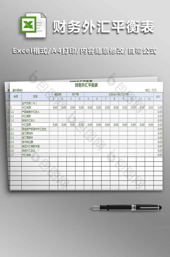 财务外汇平衡表模板