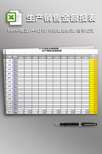 生产销售金额报表图片