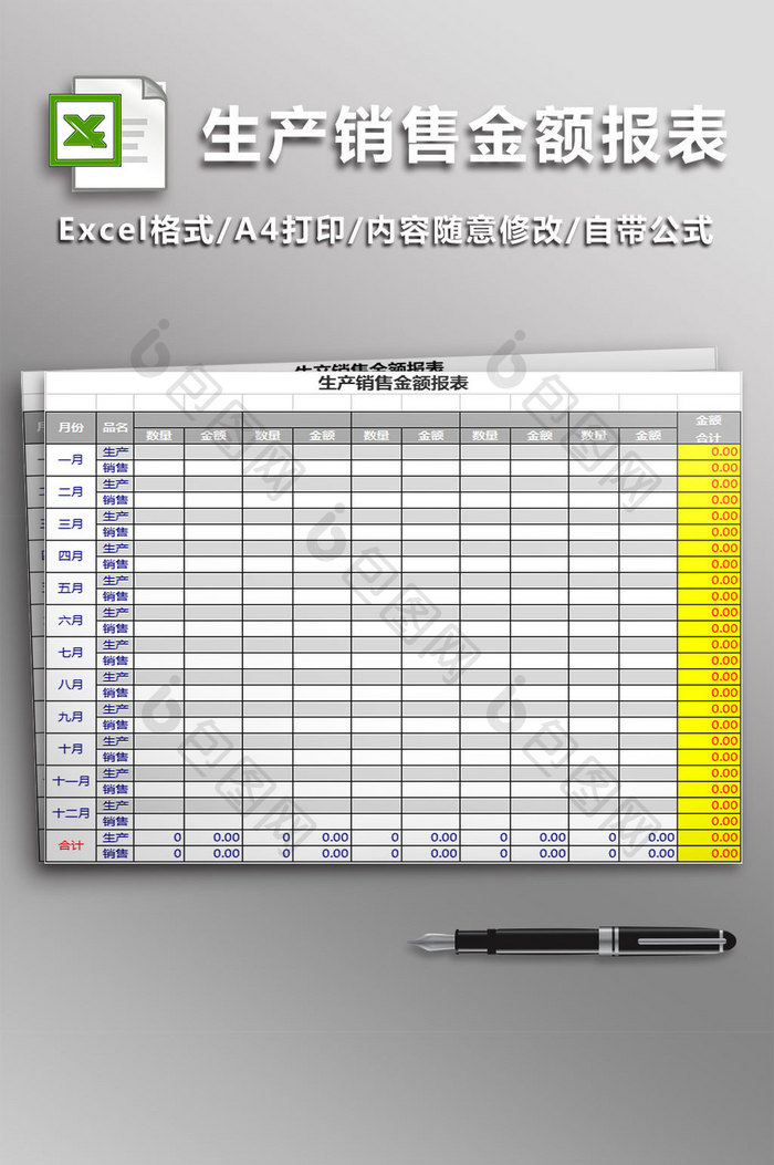 生产销售金额报表