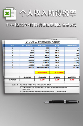 个人收入所得税率计算器图片