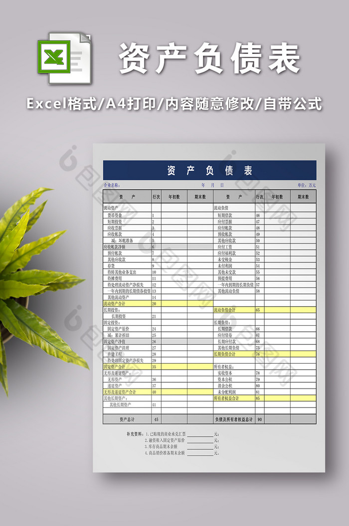 财务资产负债表模板图片图片