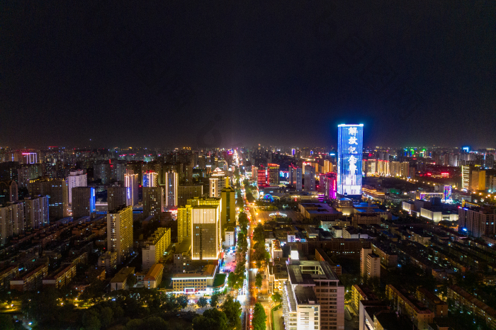石家庄城市夜景灯光交通航拍图片-包图网企业站