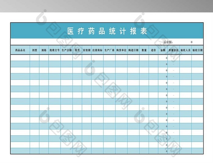 医疗药品统计报表