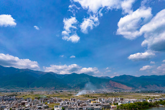 云南苍山<strong>洱海</strong>大理古城风景<strong>航拍</strong>摄影图