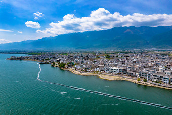 云南苍山洱海大理古城风景航拍摄影图