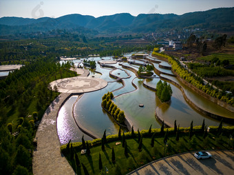 云南红河州弥勒市锦屏山4A景区航拍摄影图