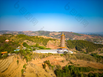 云南红河州弥勒市锦屏山4A景区航拍摄影图