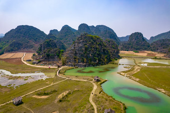 祖国大好河山<strong>云南普者黑</strong>5A景区航拍摄影图喀斯特地貌