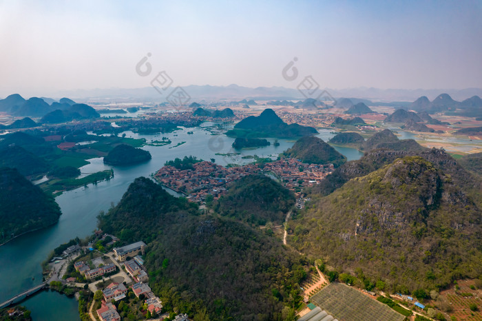 祖国大好河山云南普者黑5A景区航拍摄影图喀斯特地貌