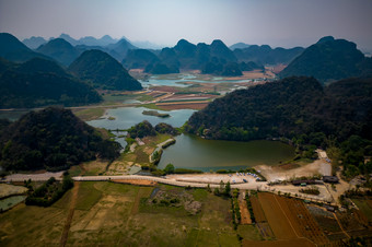 祖国大好河山<strong>云南</strong>普者黑5A景区航拍<strong>摄影图</strong>喀斯特地貌