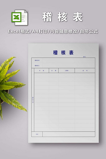 简洁稽核表EXCEL模板图片