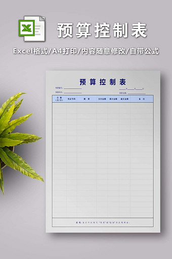 简洁预算控制表模板图片
