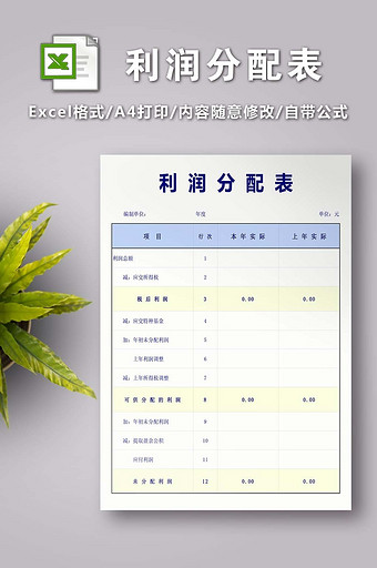 利润分配表excel模板图片