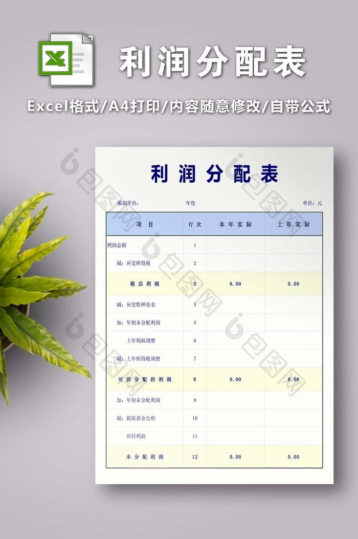 利润分配表excel模板