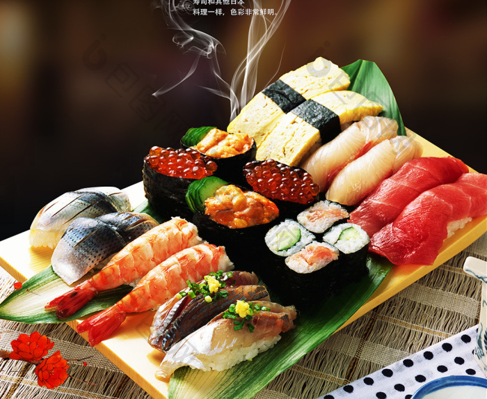 黑色背景美食日本寿司创意