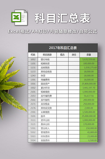 科目汇总表3联表excel模板图片