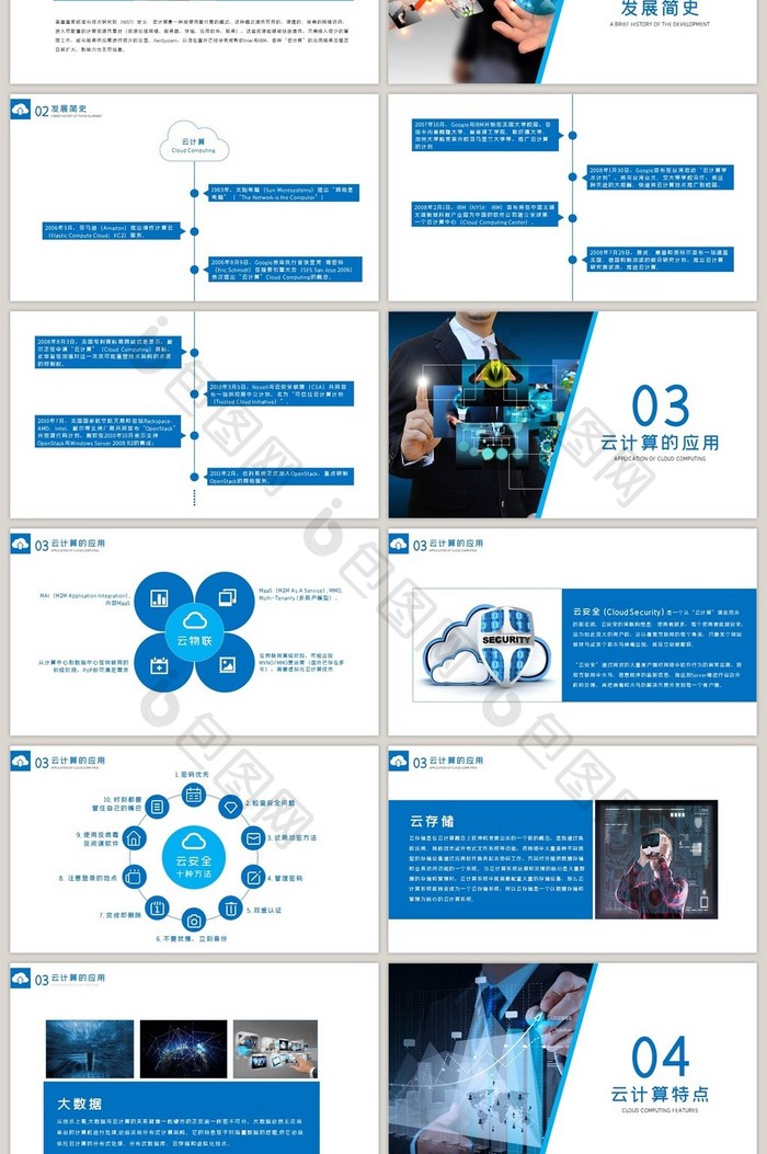 互联网行业云计大数据概念PPT模板