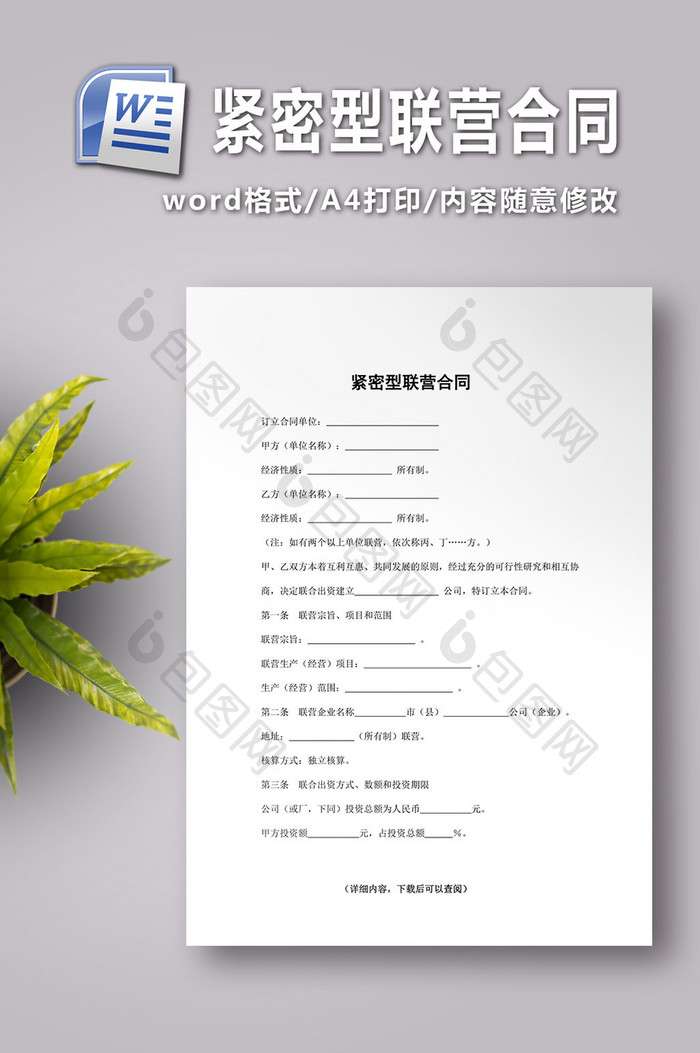 紧密型联营合同 word文档