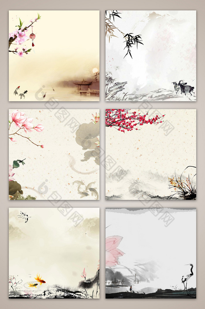 山水墨画中国风模板图片