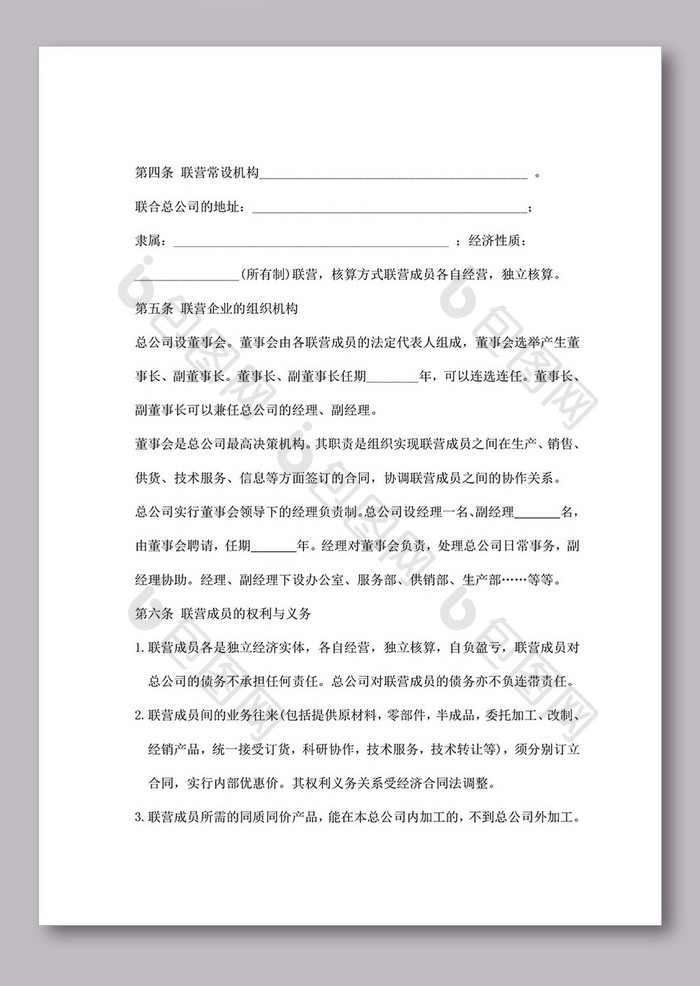 联营合同版本三 word文档