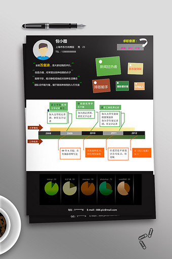 黑色创意求职简历word模板图片