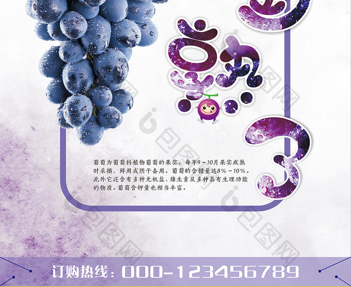 葡萄熟了水果采摘海报