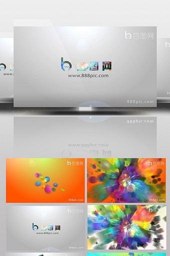 彩色粒子元素标志汇聚演绎片头图片