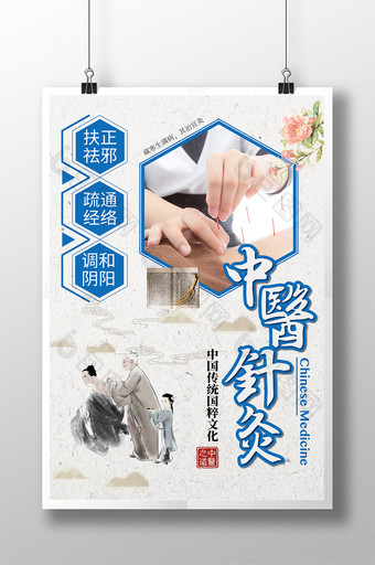 中医针灸医学传统文化海报图片